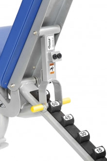 Close up of adjuster teeth on Hoist adjustable bench