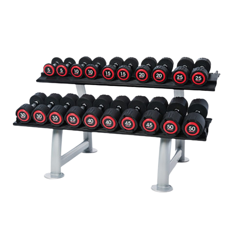 Escape Fitness SBX Rubber 5-50lb Dumbbell Set & Rack