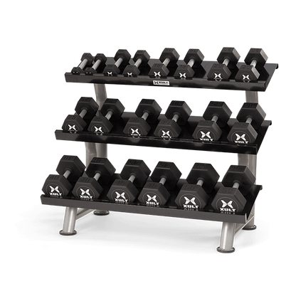 Matrix XULT Flat Dumbbell Rack for 10 pairs of dumbbells - with dumbbells