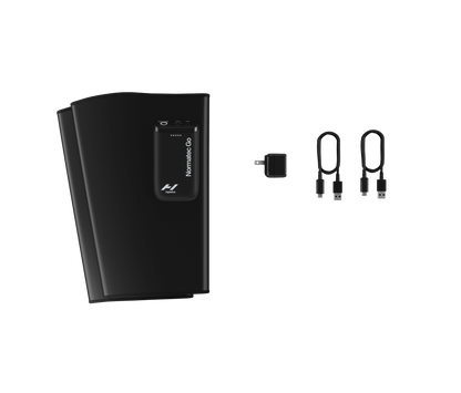 Normatec Go muscle recovery sleeve with chargers